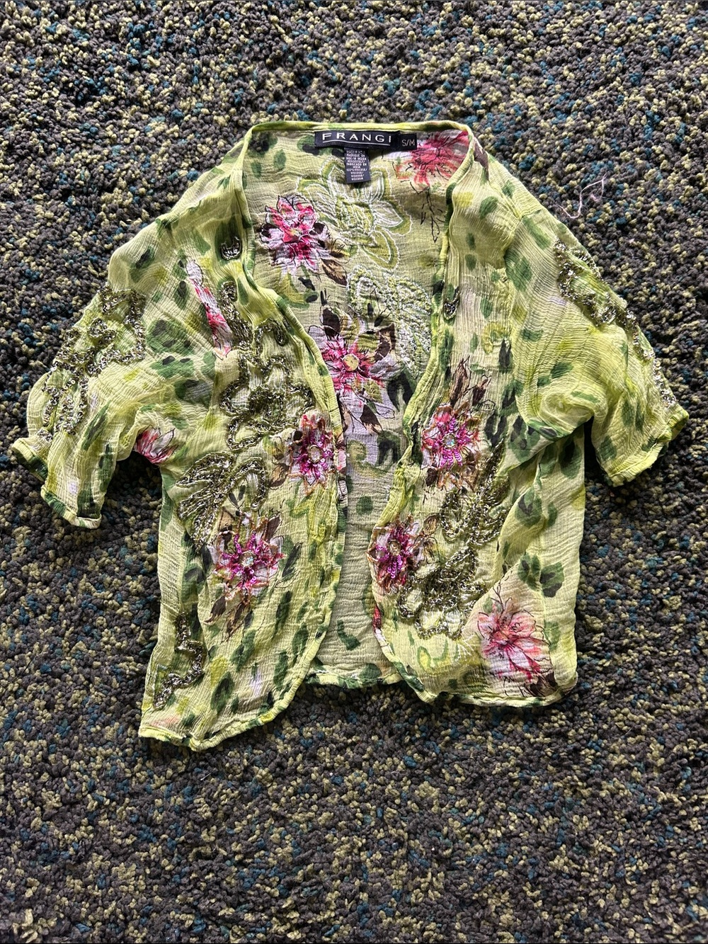 y2k Sheer Beaded Bolero Top